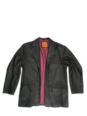 The Territory Ahead Men’s Leather Jacket Black Sports Coat Blazer Button Front